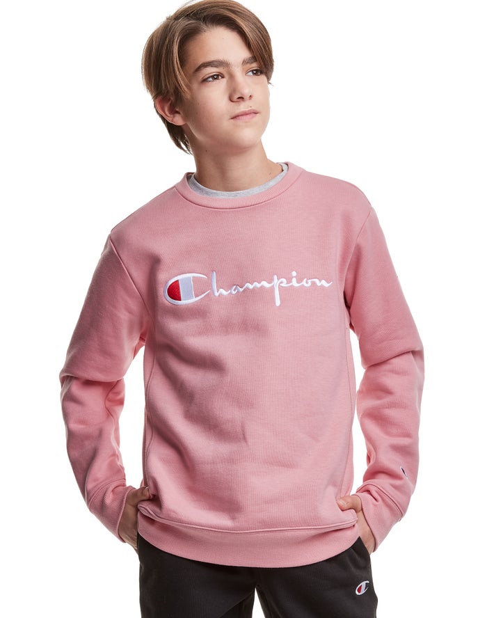 Champion Sweatshirt Jongens - Koraal - Reverse Weave Fleece Crew Embroidered Logo ( 190683-OIQ )